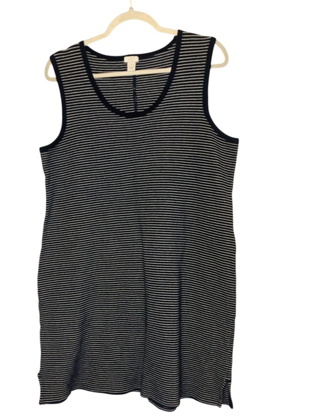 J. Crew Navy Blue & White Stripe Stretch Cotton Scoop neck Knit Dress Style G395